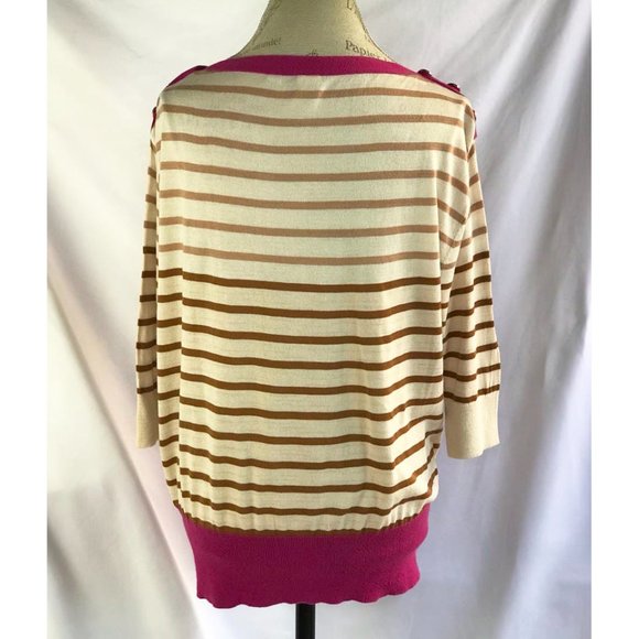 Anthropologie Yellow Bird Knit Striped Sweater Size M - Picture 5 of 11